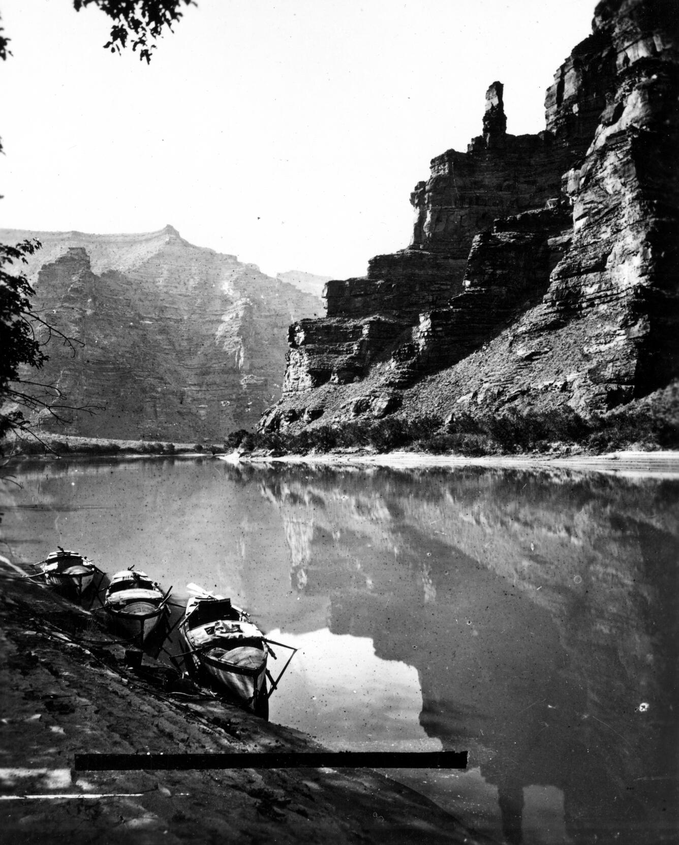 John Wesley Powell's 1871 survey camp in the Canyon of Desolation on the Green River, Utah